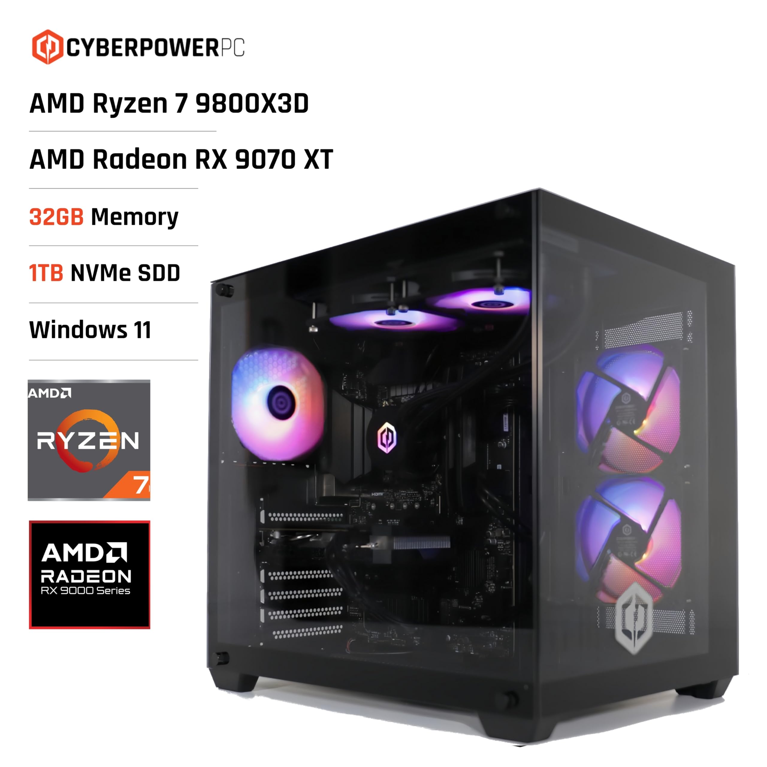 CyberpowerPC Luxe Gaming PC AMD Ryzen 7 9800X3D - Dettaglio