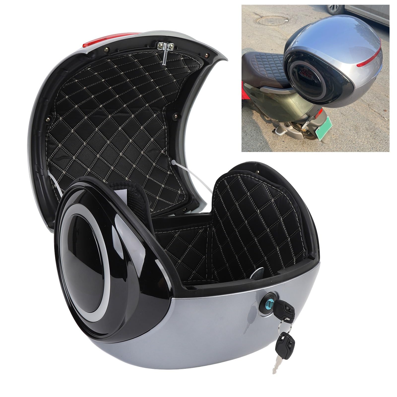 32L Moto Coffre ABS Résistant à l'eau pour Vélo Électrique (Gray)