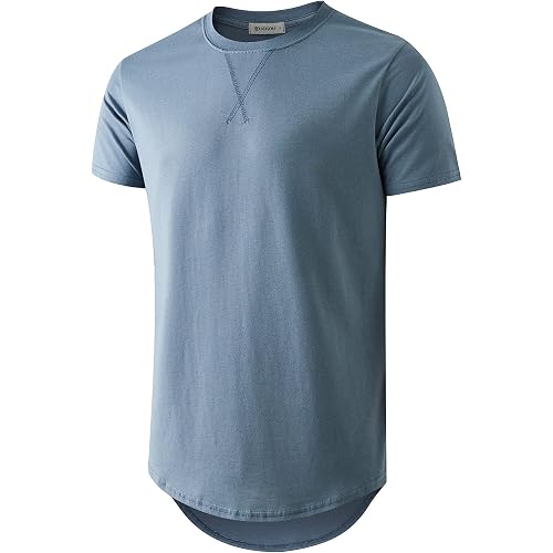 KLIEGOU Men's 100% Cotton Longline T-Shirt, Pre-Shrunk Soft