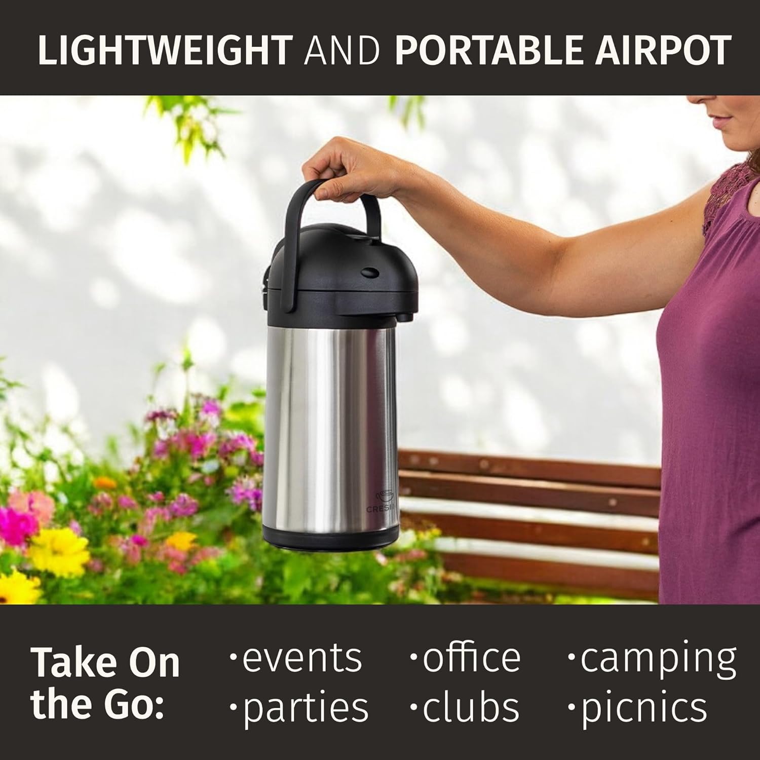 Thermal Coffee Carafe 74Oz, Keeps Drinks Hot for 12Hrs & Cold for 36Hrs, Insulated Stainless Steel Coffee Carafe for Hot Drinks, Easy One-Handed Dispensing for Office, Home, Party, Durable Tea Flask - Image 9