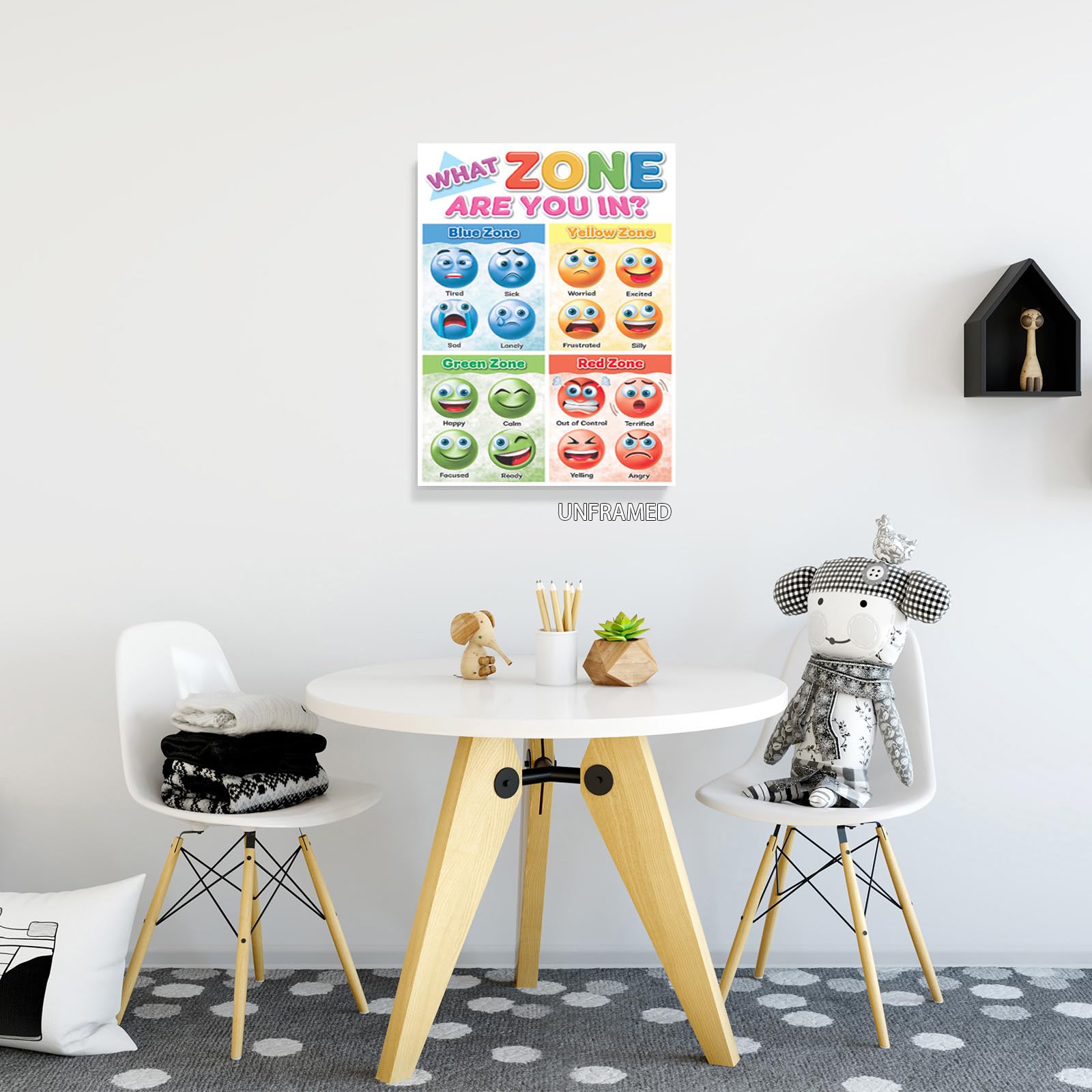 Cmoqtiv Feelings Chart For kids, Mental Health Poster, Help Students Understand Emotions Posters Calm Corner Special Education Classroom Decorations Preschool Classroom Supplies 12x16in Unframed