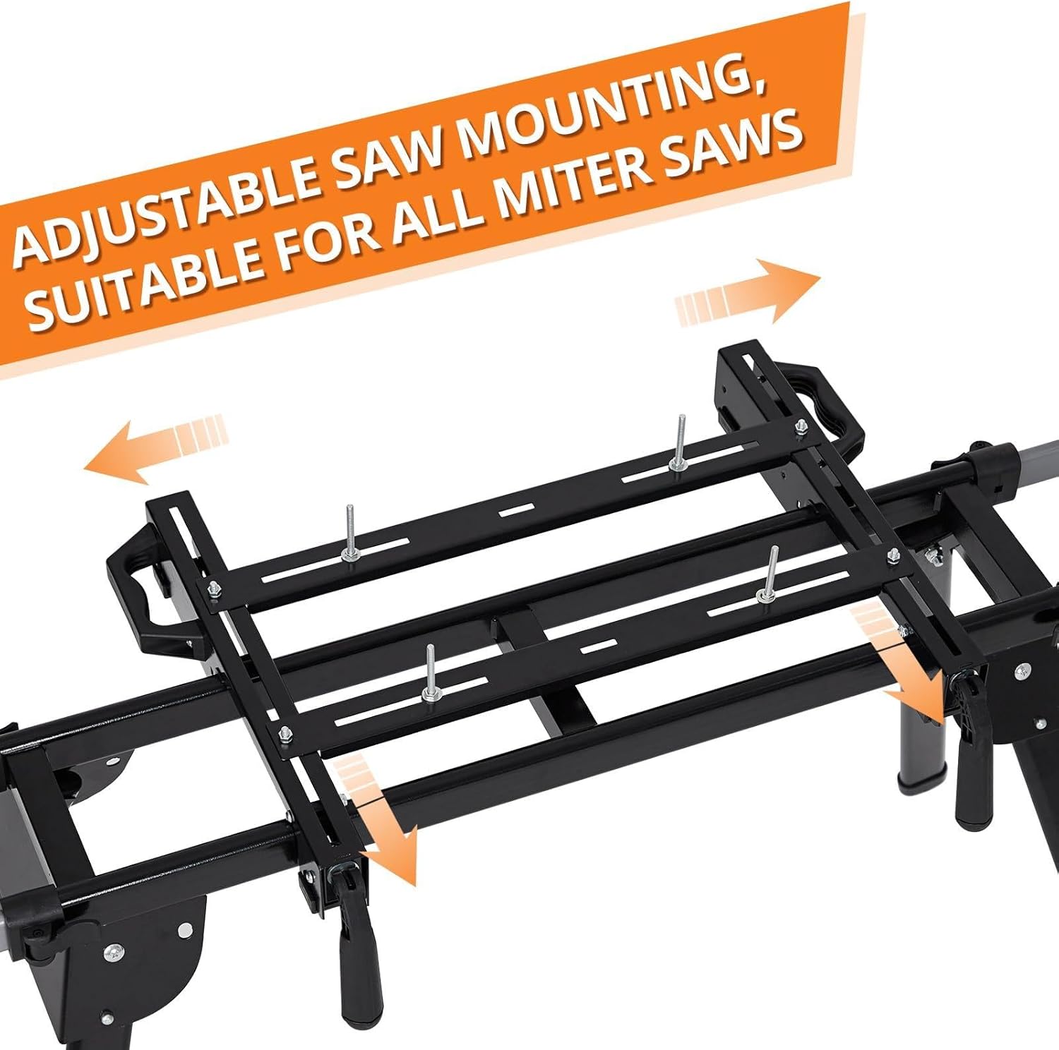 Portable Miter Saw Stand with 440lbs Load Capacity, 76-4/5'' Sliding, Lightweight Design, Quick Installation, Rollers for Accurate Cuts