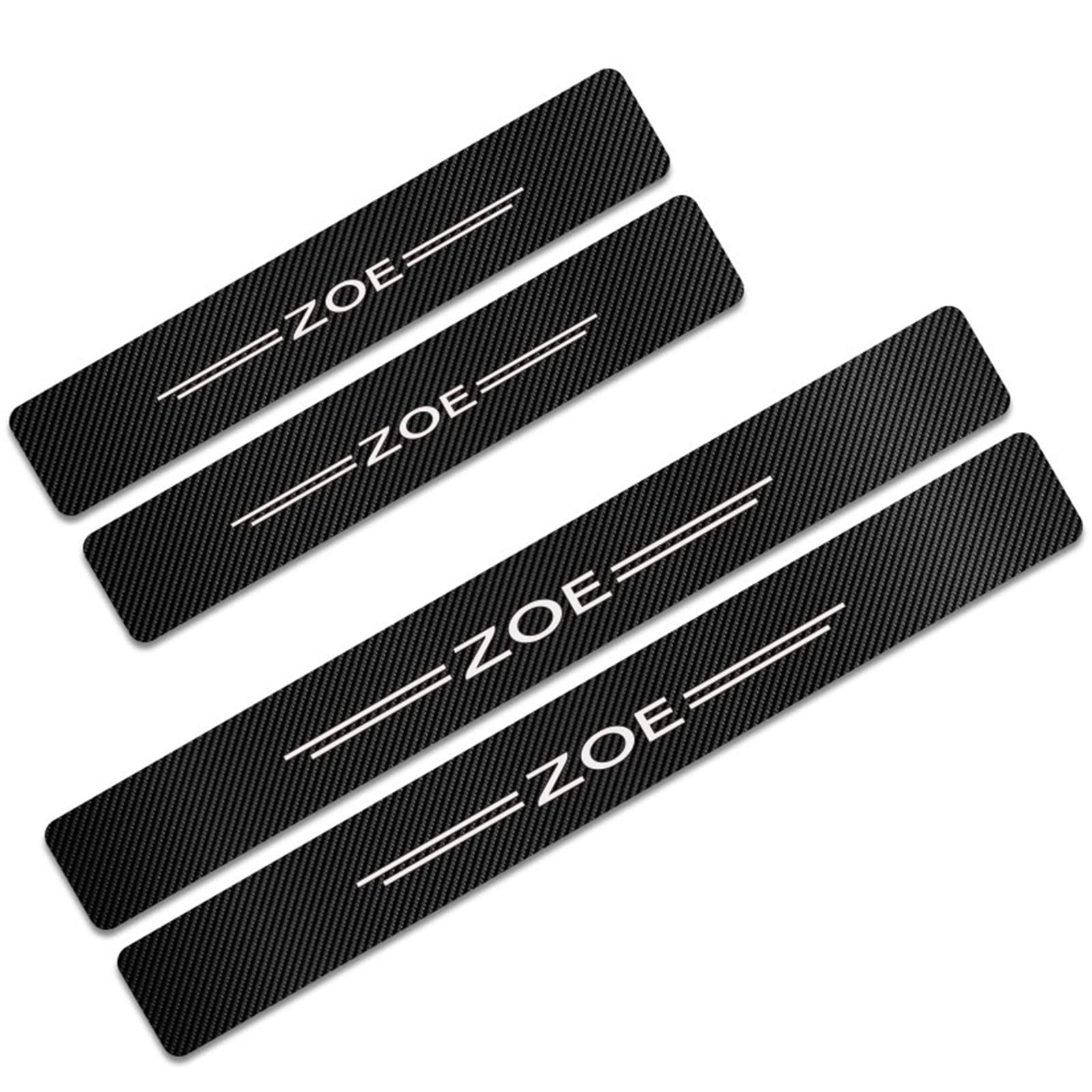Eagleg Zoe 4Pcs Car Door Sill Protector For Ren-Ault Clio Duster Sandero Megane Scenic, Carbon Fiber Threshold Protective Stickers Edge Guards Self-Adhesive Film Kick Plate Cover Trim,
