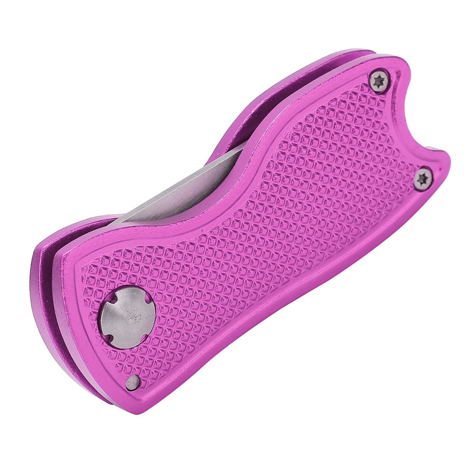 Forchetta da Golf Pieghevole in Acciaio Inossidabile, Strumento di Riparazione Divot Magnetico con Marcapalle, Rosa