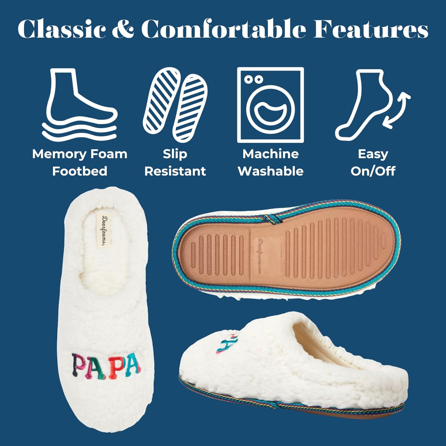 Dearfoams mens Gifts for Dad Funny Fathers Day Papa Bear Slipper - Image 4