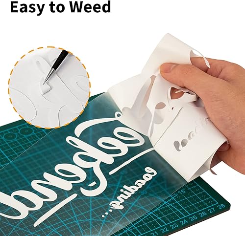 Miniatura 4 de VinylRus Vinilo de transferencia de calor, rollo de vinilo blanco para planchar de 12 pulgadas x 25 pies, vinilo HTV para Silhouette Cameo, Cricut,