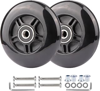 2-Pack PU Luggage Suitcase Replacement Wheels Repair Kit w/ABEC-7 Bearings and 6mm Axles for Trolley Carry-on Roller Travel Bag (85 * 24mm)