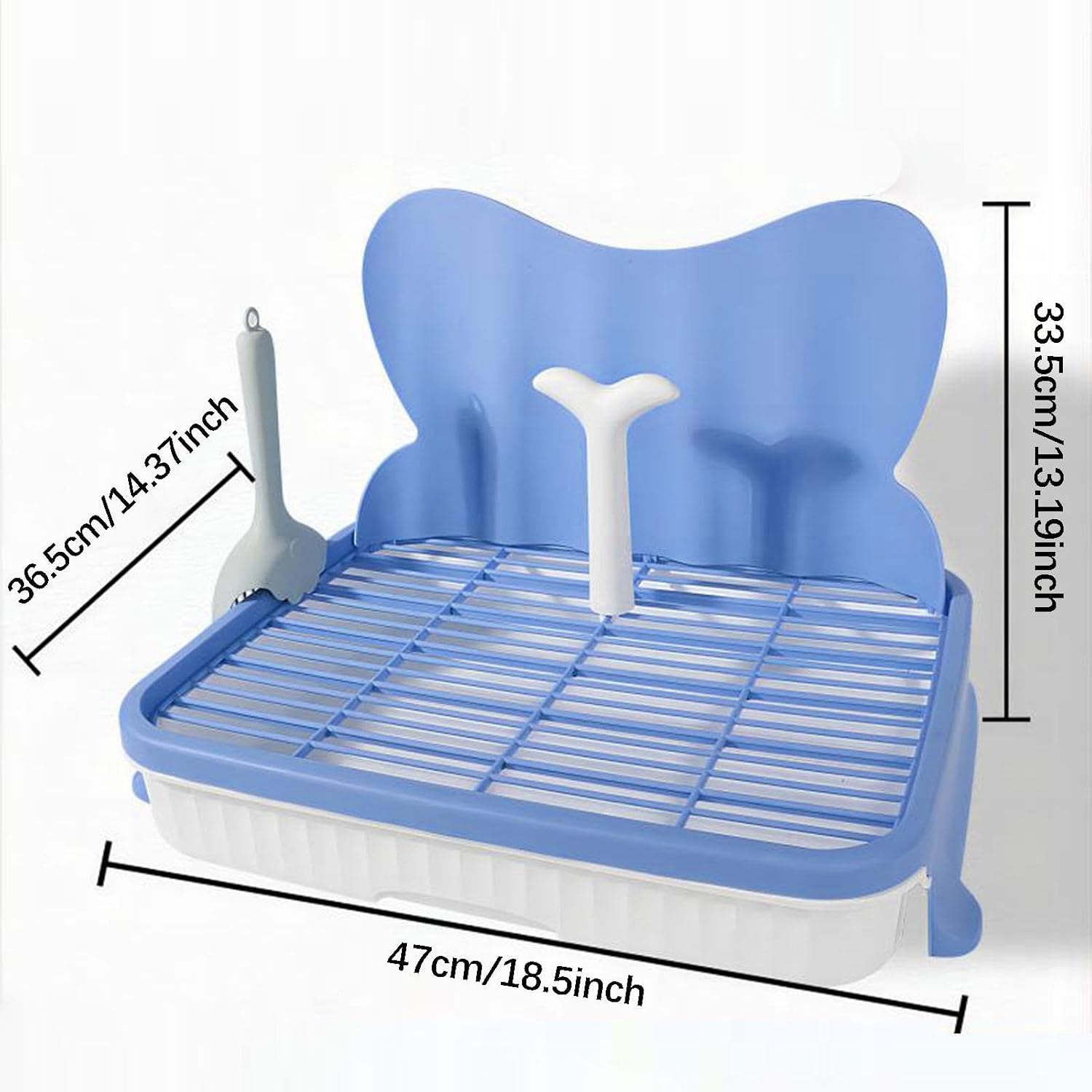 Dog Toilet Indoor Potty Tray Pad Training Tool Waterproof Sturdy Fast Cleaning Non Slip Grille for Dogs Cats, 47cm Blue 14mm