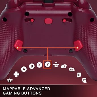 PowerA Advantage Wired Controller for Xbox Series X|S - Red Blaze, gamepad, wired video game controller, gaming controller, USB-C, Works with Xbox One, Officially Licensed