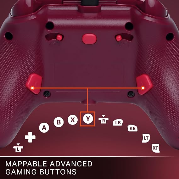 PowerA Advantage Wired Controller for Xbox Series X|S - Red Blaze, gamepad, wired video game controller, gaming controller, USB-C, Works with Xbox One, Officially Licensed
