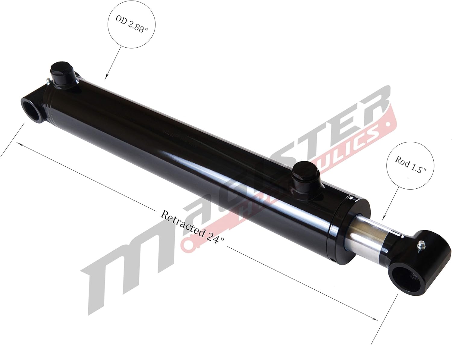 Magister Hydraulic Cylinder 2.5" Bore x 16" Stroke, Welded Hydraulic Ram with Cross Tube Ends, Double Acting Hydraulic Piston 3500 PSI (WCT 2.5x16)