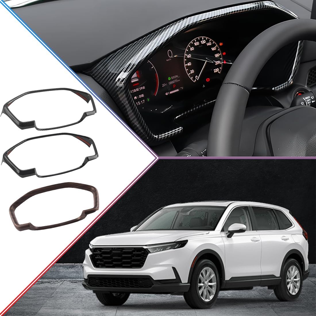 for Honda CRV CR-V 2023 2024 2025 2026 Dash Board Instrument Panel Dial Dashboard Trim Cover Frame - ABS Carbon Fiber Sport Upgrade Trims Interior Accessories (1PCS)