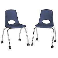 Vista 10 de FDP 10372-SF - Silla escolar móvil de 18 pulgadas con ruedas para niños, adolescentes y adultos; asiento ergonómico para aprendizaje en casa, aula u