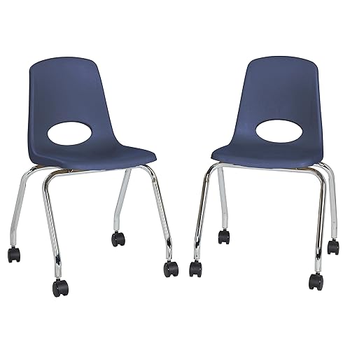 Miniatura 10 de Factory Direct Partners 10372-GN - Silla escolar móvil de 18 pulgadas con ruedas para niños, adolescentes y adultos asiento ergonómico para