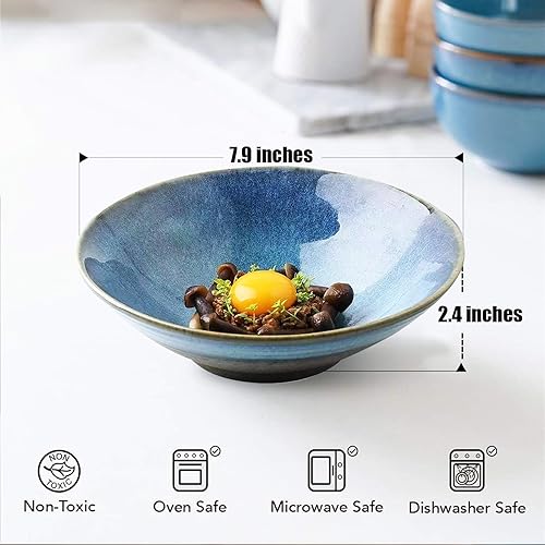 Miniatura 5 de Cuencos de cerámica  Juego de 4 cuencos de 21 onzas para cocina  para ensalada, arroz, cereales, desayuno, cena, servir, avena, etc., cuenco
