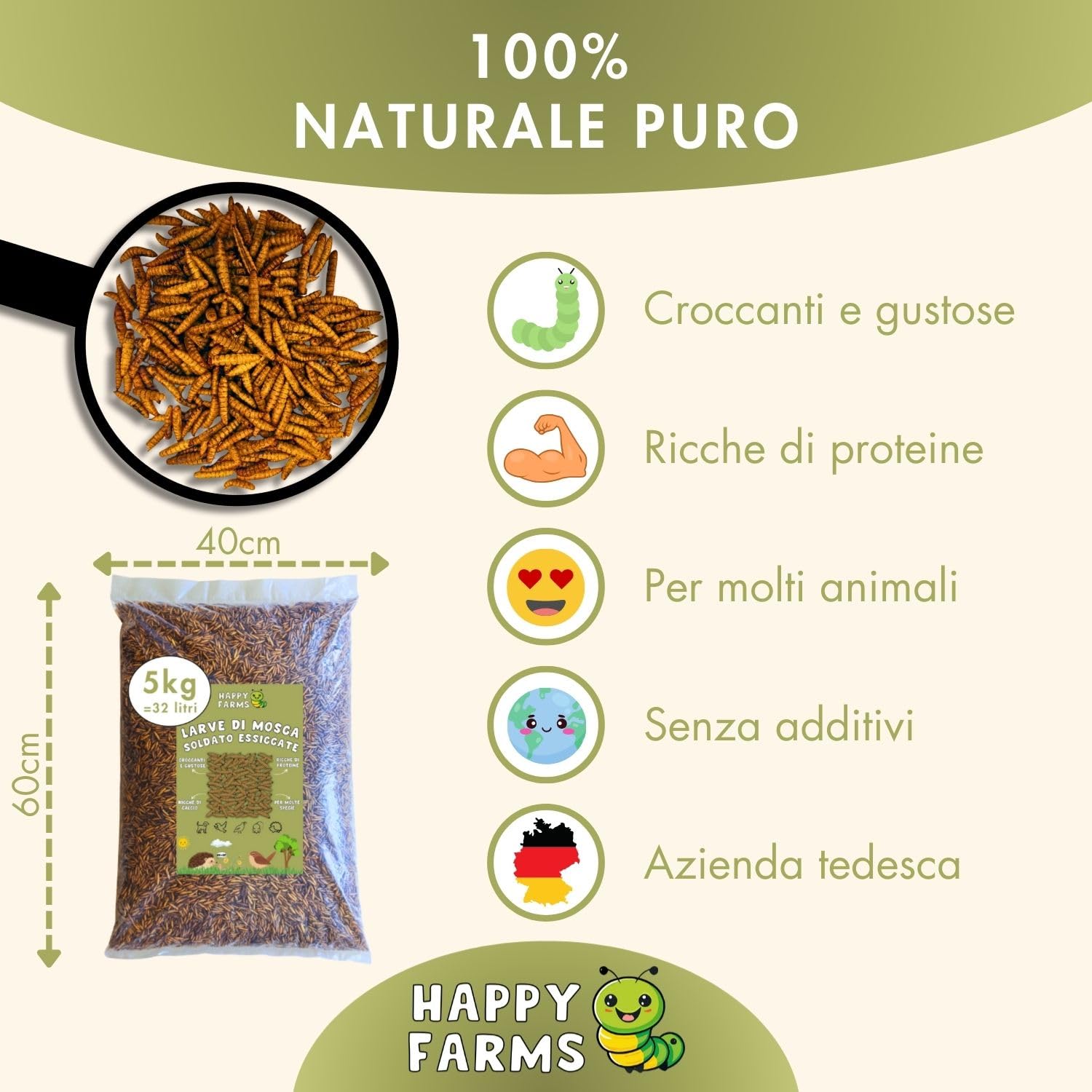 Larve di mosca soldati secchi 10 kg mangime ricco di proteine per uccelli, ricci e pesci