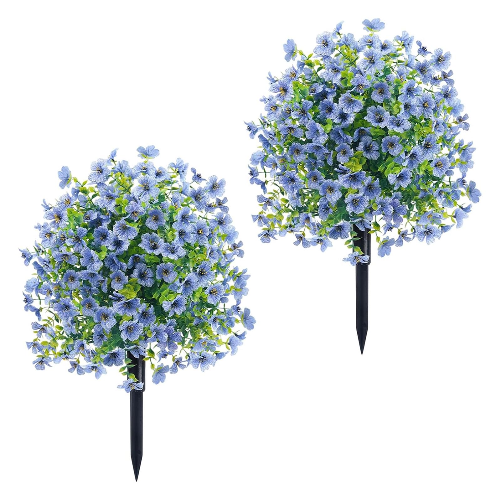 Zorkkra 2PCS 60cm Artificial Violet Flowers with Ground Spikes, Fake Plants for Outdoor Planters Garden Balcony, UV Resistant Lifelike Artificial Plants for Home Decoration Porch Garden (F)