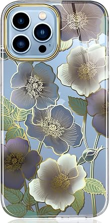 BAISRKE Compatible with iPhone 13 Pro Case,Clear Case with Flowers,for Girly Women,Shockproof Floral Pattern Hard Back Cover for iPhone 13 Pro Case 6.1 inch 2021 - Roses