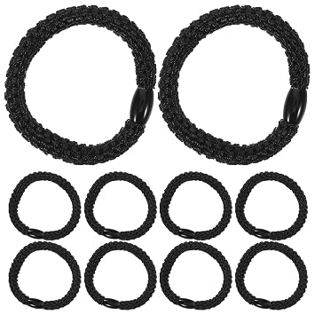 15pcs Black Elastic Ponytail Holders Thick Braided Hair Ties High Stretch Hair Bands Free Accessories for Women Everyday Use
