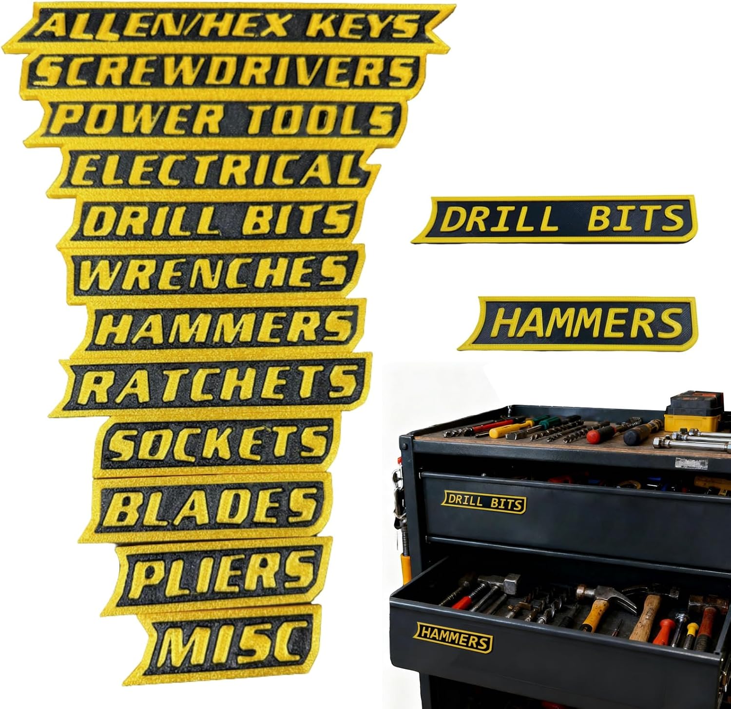 12 Pack of Magnetic Toolbox Labels, 3D-Printed Tool Box Labels ...