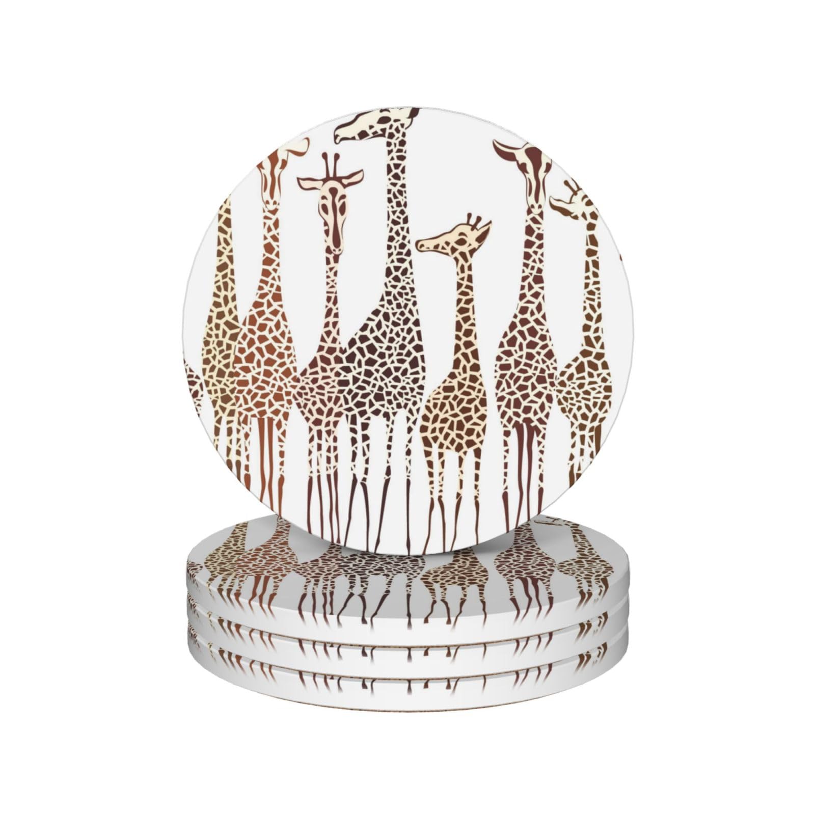 Sous-verres en céramique girafe : lot de 4 supports déco pour table