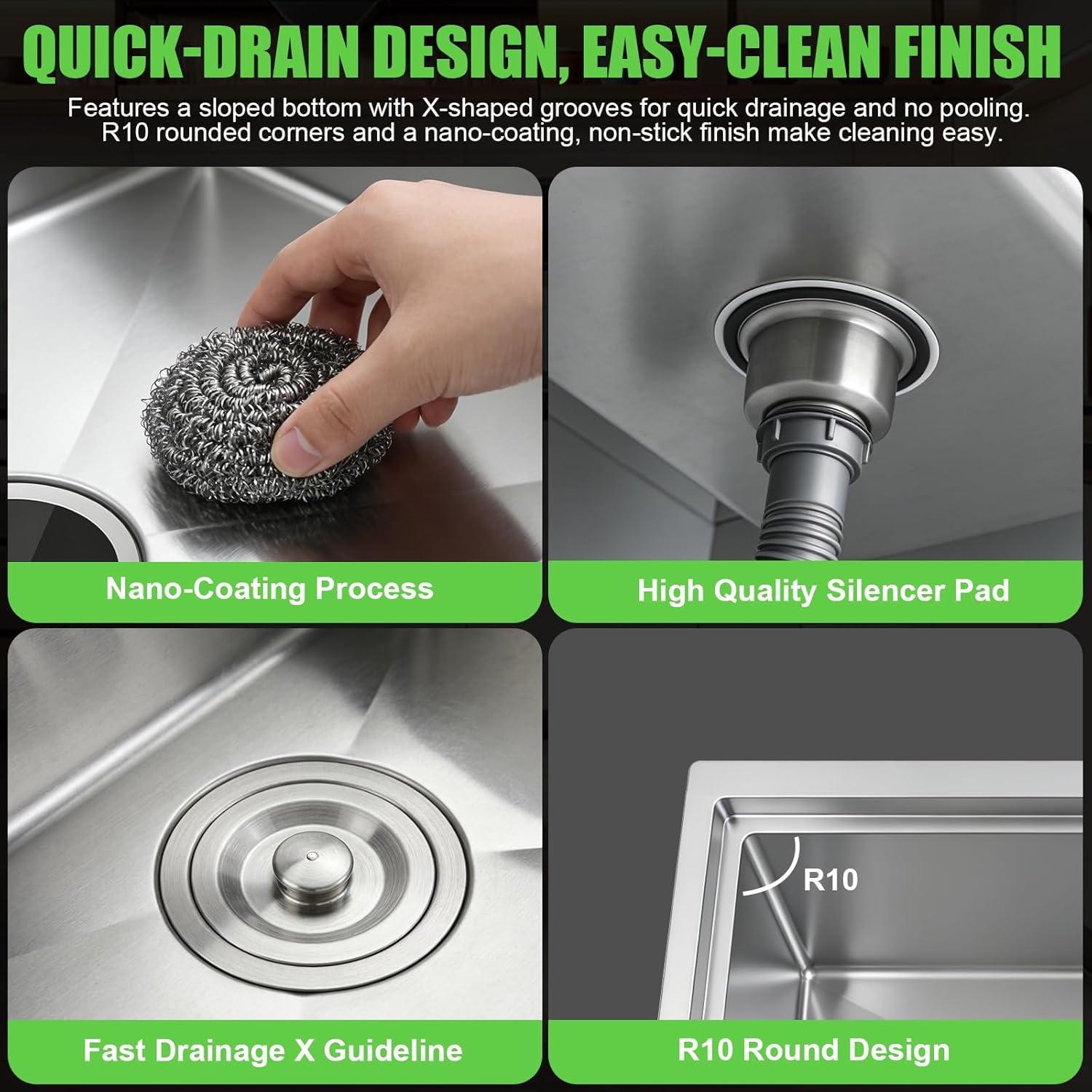 Undermount Kitchen Sink Workstation - 304 Stainless Steel Single Bowl Sink with Cutting Board, Roll-Up Drying Rack, Colander, Bottom Grid & Drain Assembly, Deep Drop-In for Kitchen Renovation