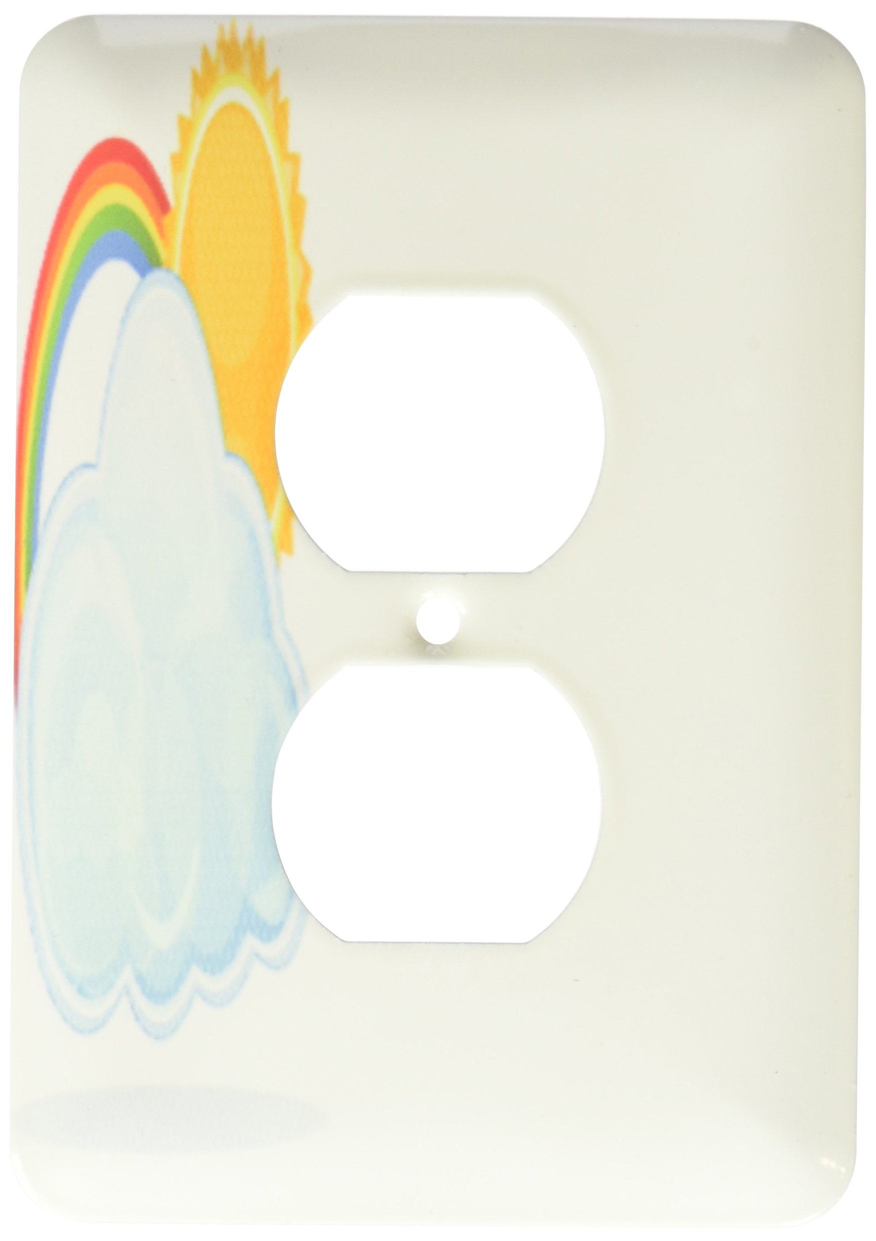 Coque 2 plug outlet soleil arc-en-ciel 3drose pour cacher les prises ternes
