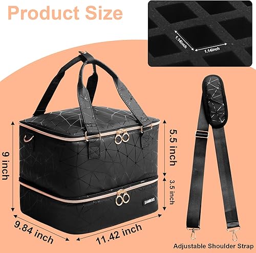 Miniatura 5 de Sambois Estuche organizador de esmalte de uñas con capacidad para 54 botellas de esmalte de uñas (0.5 onzas líquidas) y lámpara de uñas,