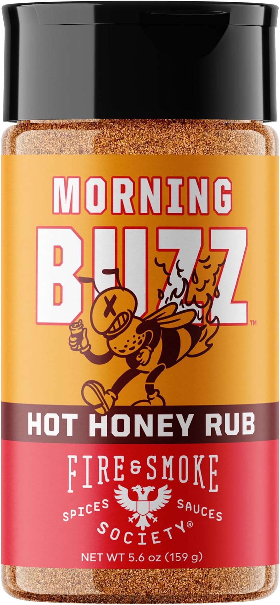 Fire & Smoke Society Morning Buzz BBQ Rub | BBQ Seasonings and Rubs for Smoking and Grilling | Hot Honey Rub for Pork, Chicken, Brisket Dry BBQ Rubs and Spices | M 5.6oz