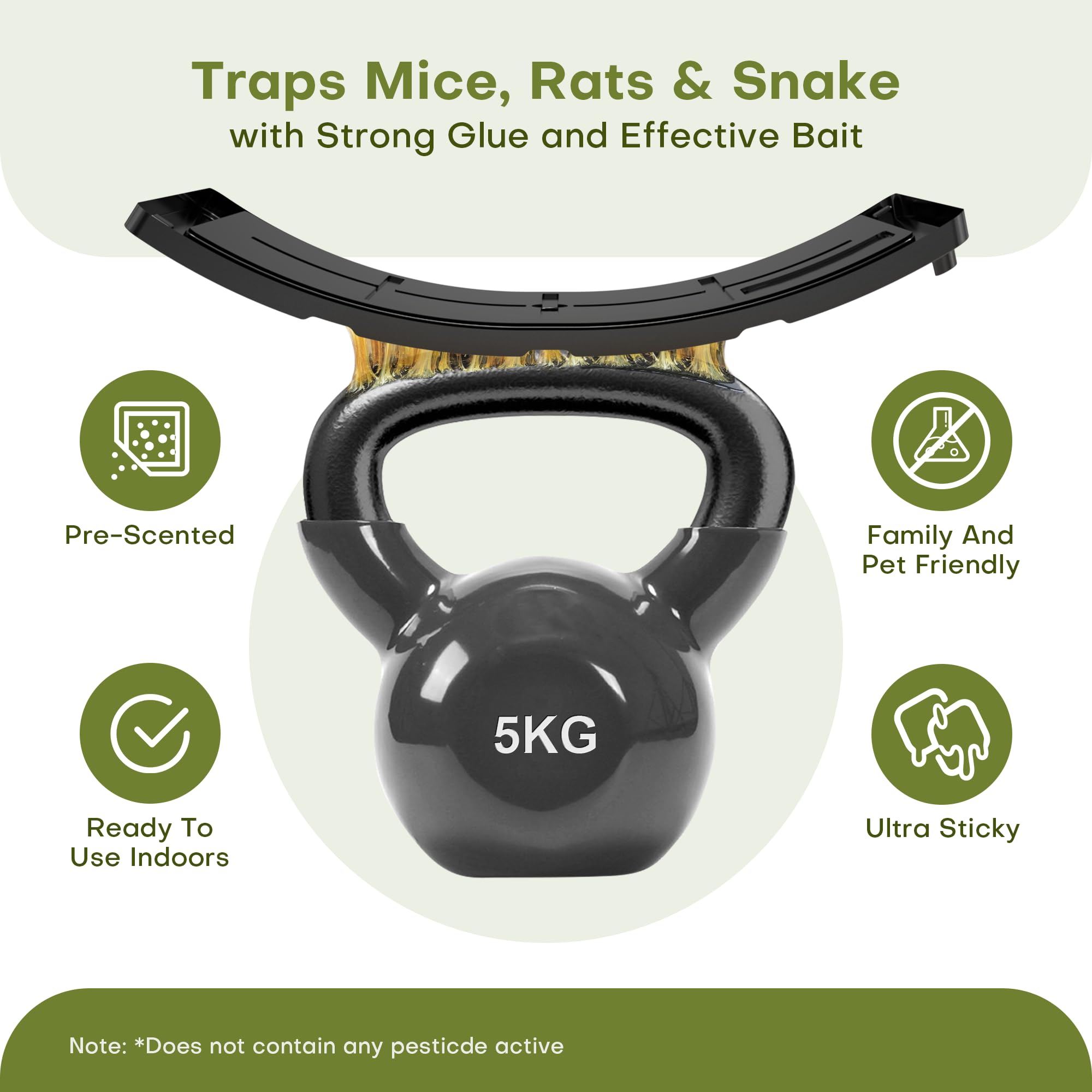 Trampas de pegamento para ratones para interiores para el hogar, paquete de 6, trampas de pegamento para ratones y ratas, trampas de plástico adhesivas grandes para interior de la casa, trampas de 2