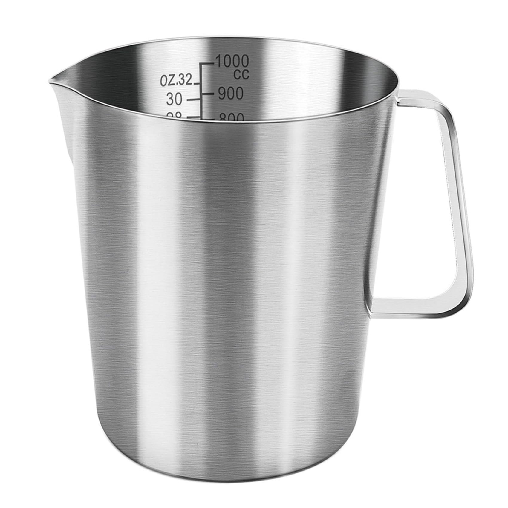 CTRLZS Measuring Jug 1L Stainless Steel, Measuring Cup Metal with Handle, with Ounce and ML Scale, Dishwasher Safe, Milk Jug