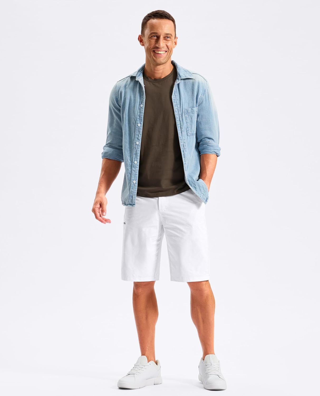 G Gradual Men's Golf Shorts 11" Long with 4 Pockets Lightweight Knee Length Elastic Waist Quick Dry Casual Dress Work Shorts - Image 3