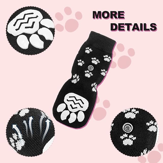 Foto 4 de 6 de Eowppue Calcetines Perro 2 Pares De Calcetines Antideslizantes para Perros Gatos Protectores De Patas…