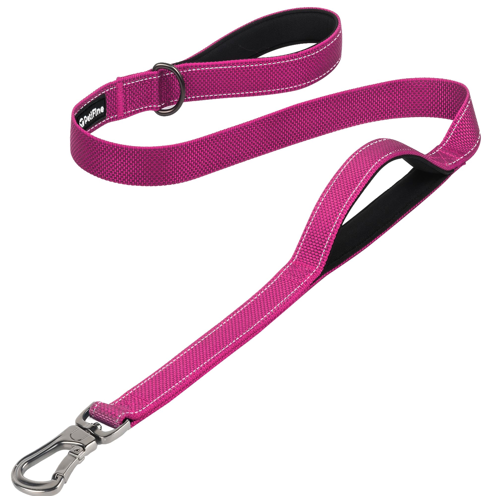 Laisse réfléchissante pour chien 1,2m PetiFine rose poignée anti-douleur mains