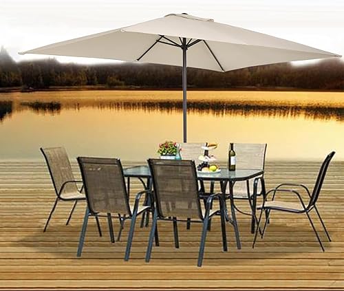 Miniatura 6 de Paño de repuesto para sombrilla de jardín, 2 a 9.8 ft, toldo de repuesto para sombrilla de patio, toldo de repuesto para mesa de mercado, color caqui