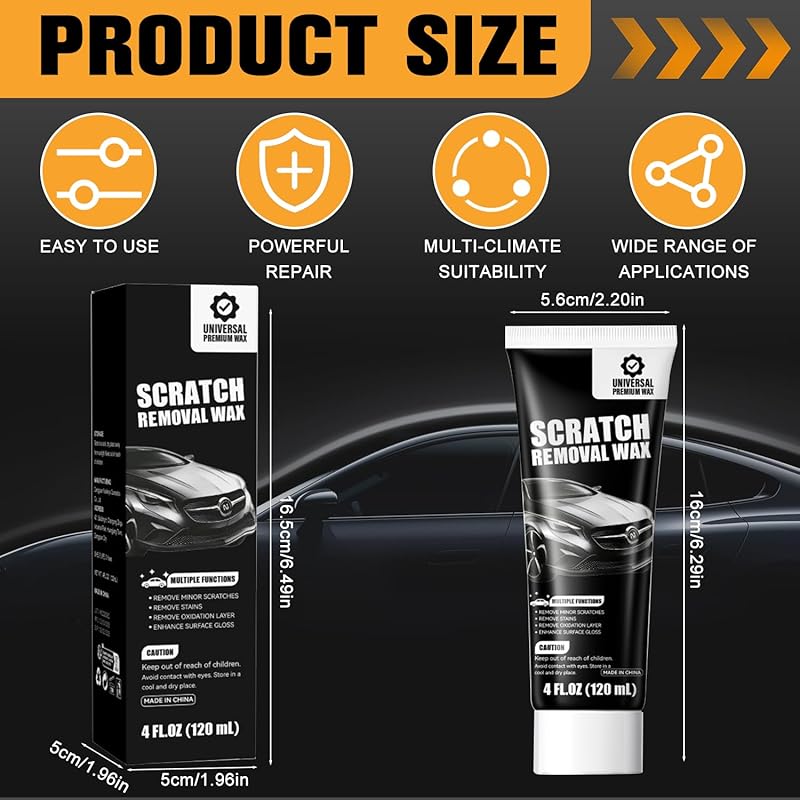2Pcs Car Scratch Remover Wax, Universal Premium Polishing Compound for Deep Scratches, 2026 New Upgraded Car Paint Scratch Remover for Vehicles, 4 fl oz (120 ML), with Sponge and Cloth,White