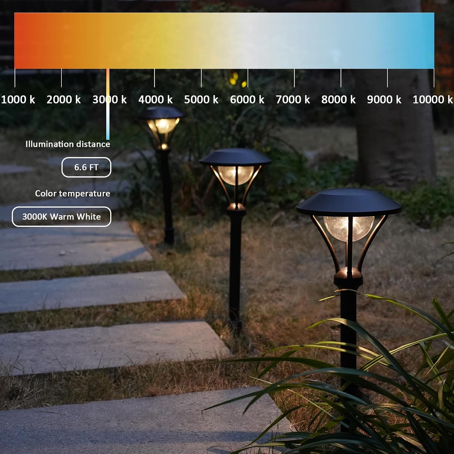 12V Low Voltage Landscape Path Lights 2PK 1W 60LM LED Pathway Lights 3000K Warm White Durable Aluminum Housing with Stake, Waterproof for Walkway Garden, Black