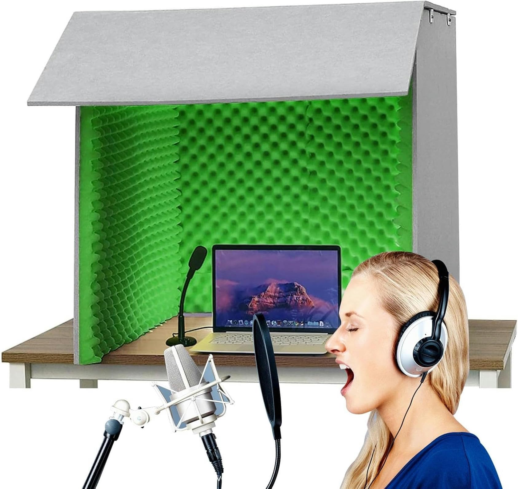 Housse isolation phonique de bureau CNPRAZ cabine isolation 31x31 studio portable jaune