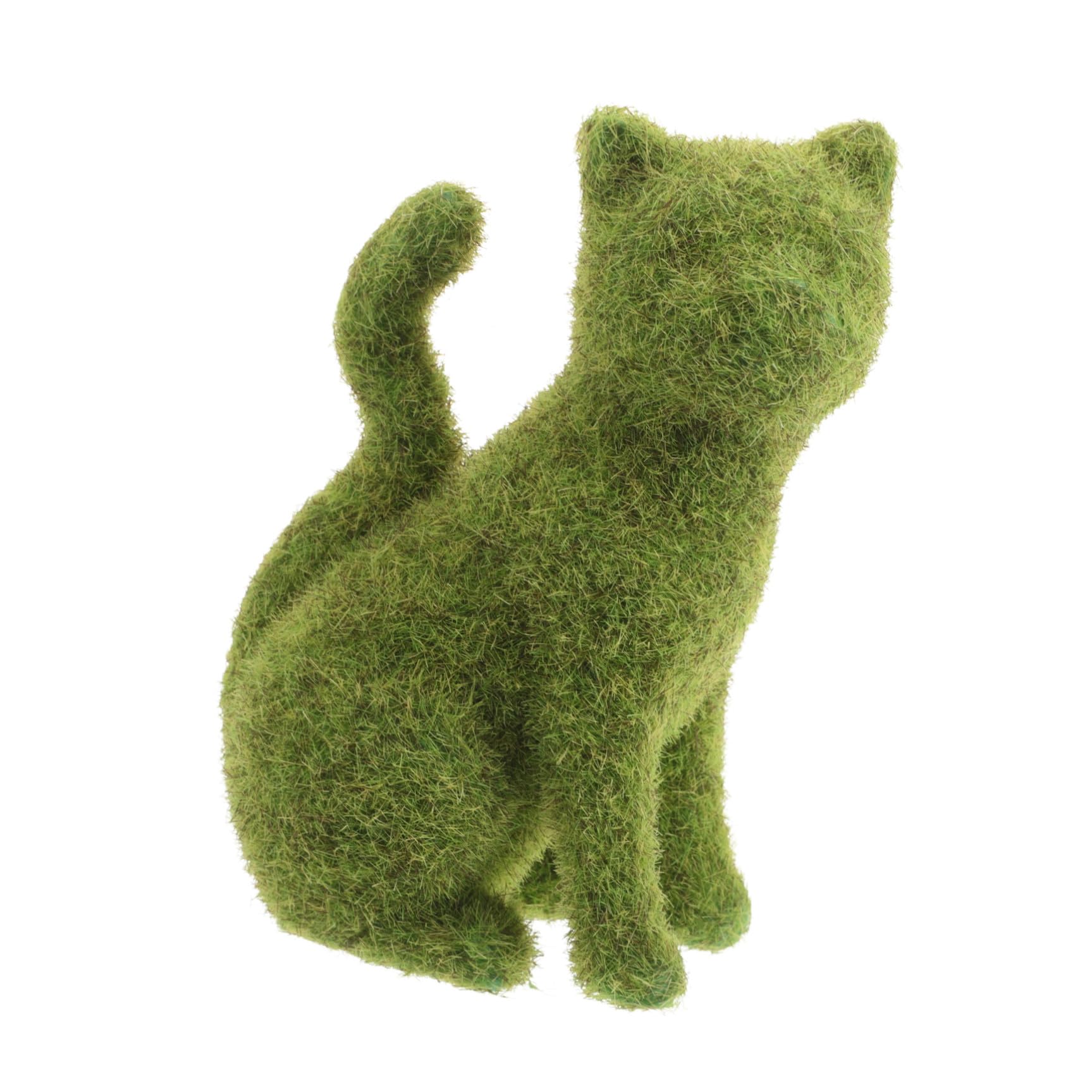 Chat en Flocage Vert Réaliste Ornement de Jardin pour une Décoration de Balcon Poétique