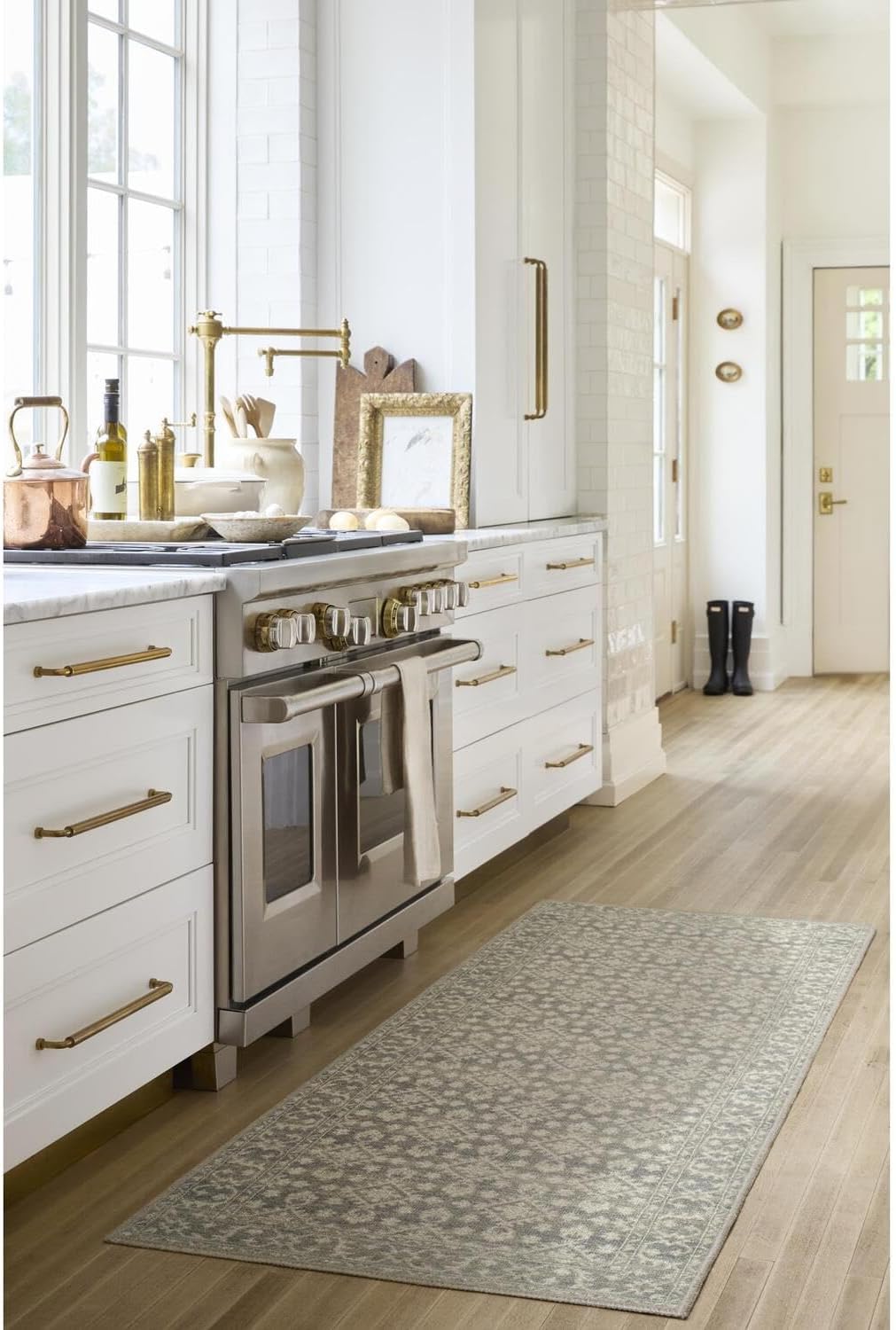 Livabliss x Nabela Noor Home Aram Traditional Diamond Area Rug, 2'6" x 7'3",Brown/Oatmeal