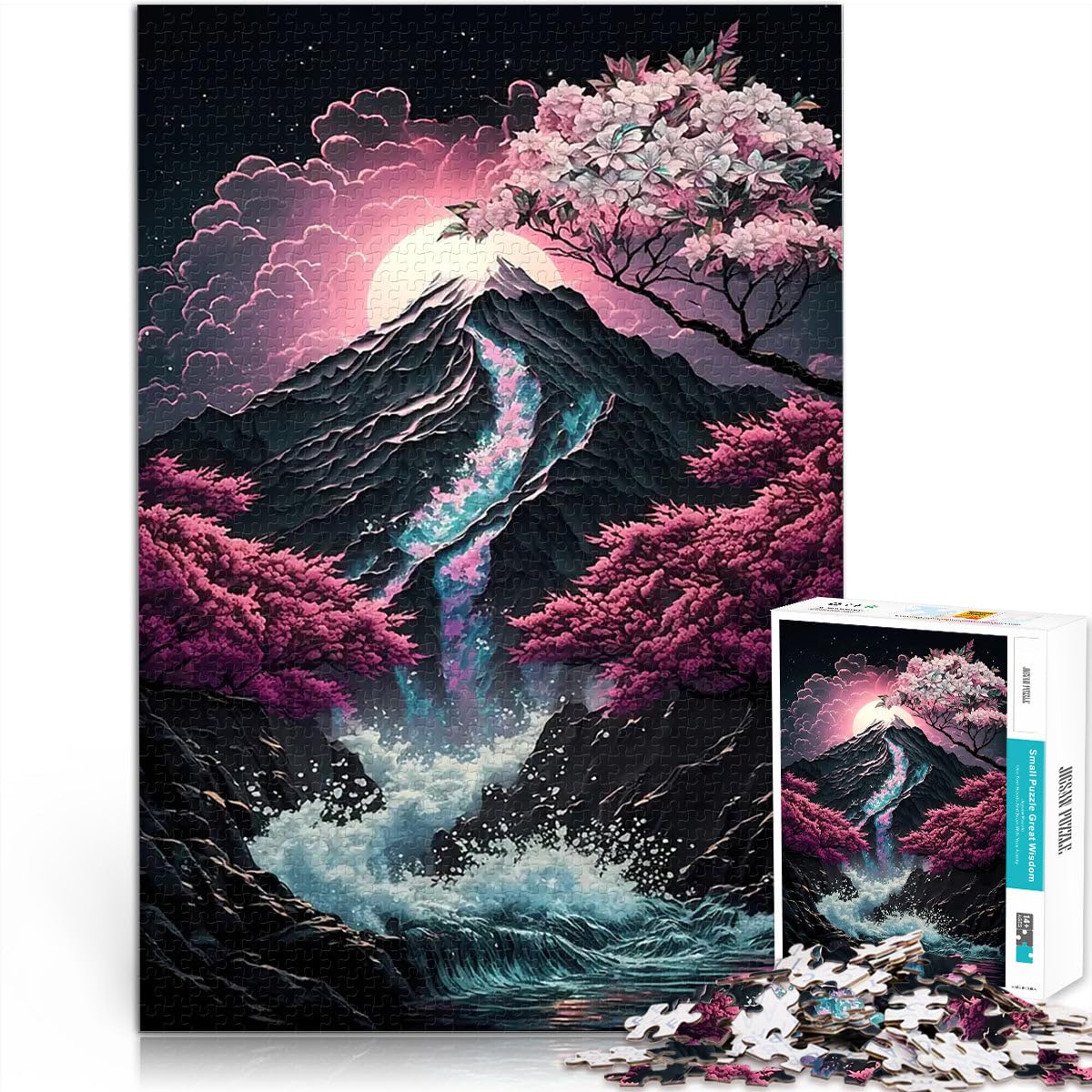 Puzzle 2000 pièces pour Adultes Art Japonais des Fleurs de Cerisier Jeu intellectuel Convient pour la décoration de Bureau 70x100cm