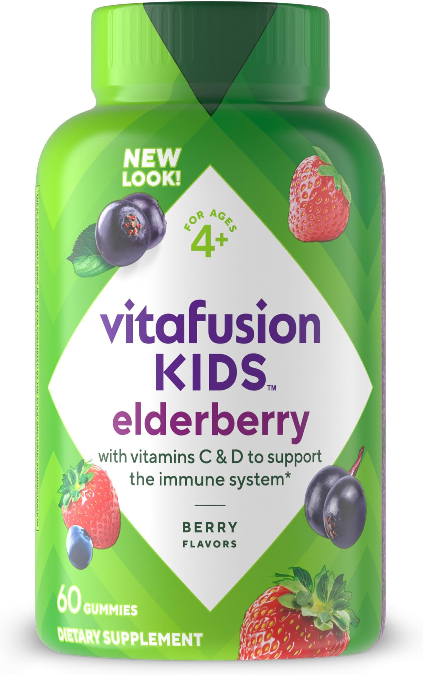 Vitafusion Kids Elderberry Gummy Vitamins, Delicious Immune Support Gummies for Kids, 60Ct