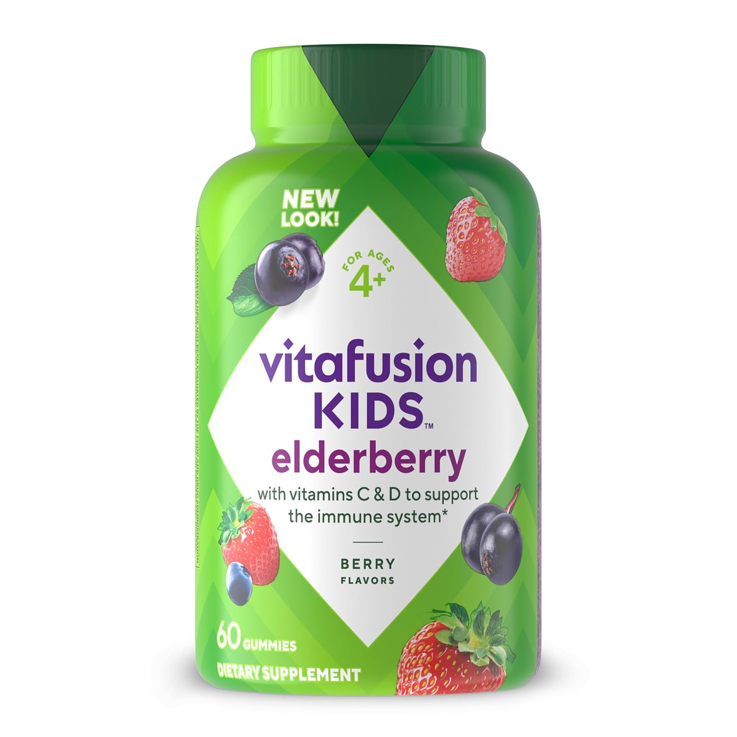 Vitafusion Kids Elderberry Gummy Vitamins, Delicious Immune Support Gummies for Kids, 60Ct