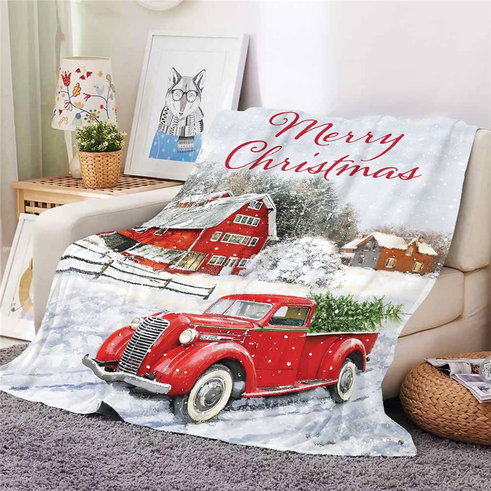 Hixingo Invierno Manta de Franela para Cama y Sofa, Navidad 3D Impresión Súper Suave Mantas Polar, Colcha de Microfibra Esponjosa y Cálida (150x200cm,Invierno Blanco)