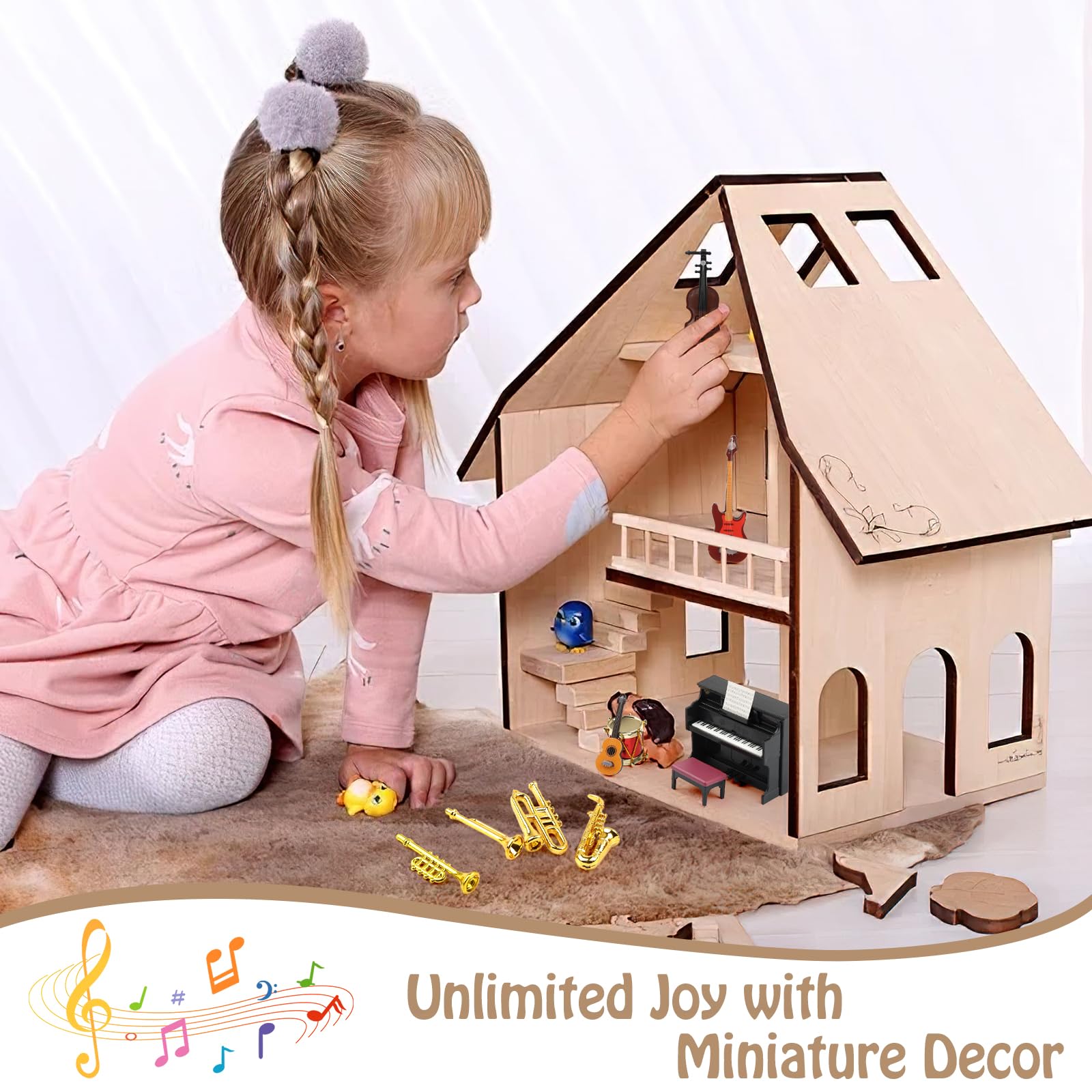 3 Pcs 1:12 Maison de Poupée Instrument de Musique Décoration Mini Jouets Instrument pour Maison Chambre d'Enfants (Style Saxophone