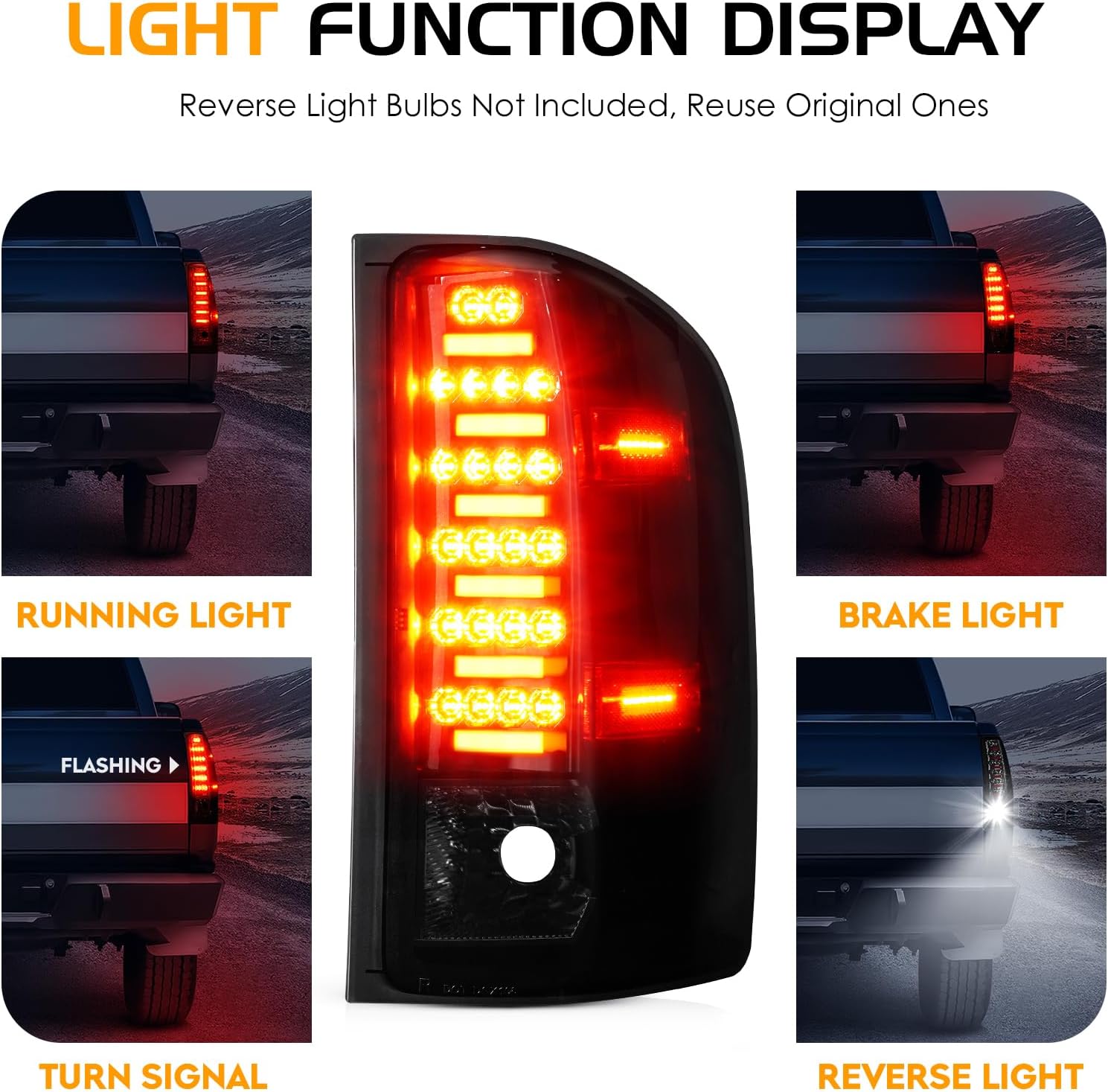 LED Tail Light Assembly Fit for Chevy Silverado 1500 2500 HD 3500 HD 2007-2014, for GMC Sierra 3500 HD 2008-2014 with Dual Wheel Only, Driver and Passenger Side Taillights, Chrome Housing Smoke Lens