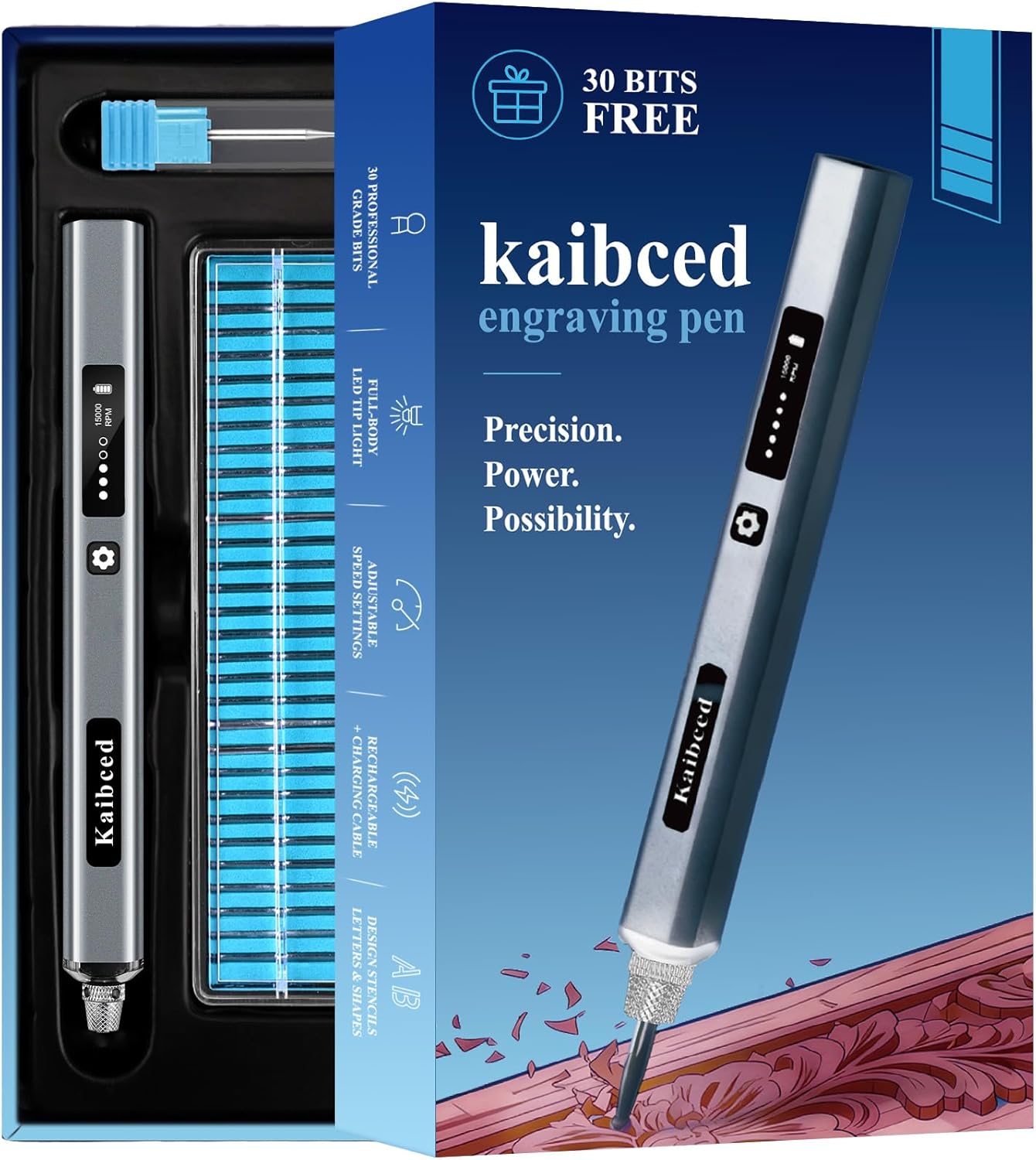 Engraving Pen, Ultimate Cordless Engraving Pen for Artists & DIYers - Engrave 60+ Surfaces - Beginner Friendly- 30 Bits & Mastery Guide (Pewter)