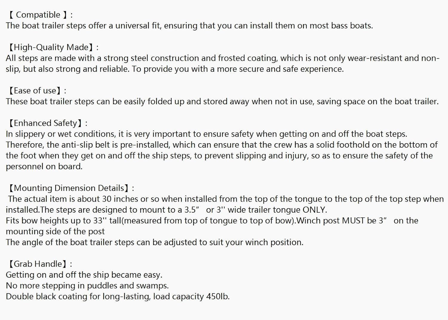 Replacement for Dual Step Boat Trailer Steps for The Tongue with Handle, Universal Fit Bass Boat OEM