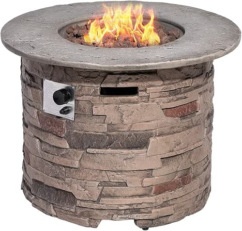 SUNBURY Outdoor Fire Pit Propane Round Fire Pit Table Fire