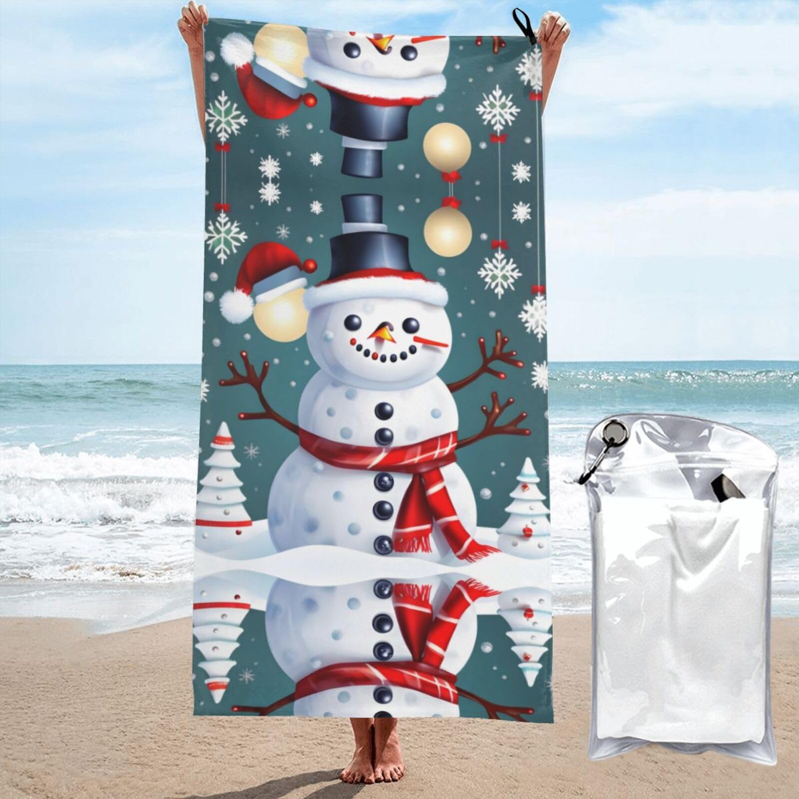 Serviette de plage super absorbante et douce motif Noël